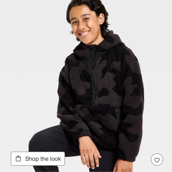 Boys' High-Pile Fleece 1/2 Zip Hoodie - All In Motion™ NWT - Picture 3 of 3